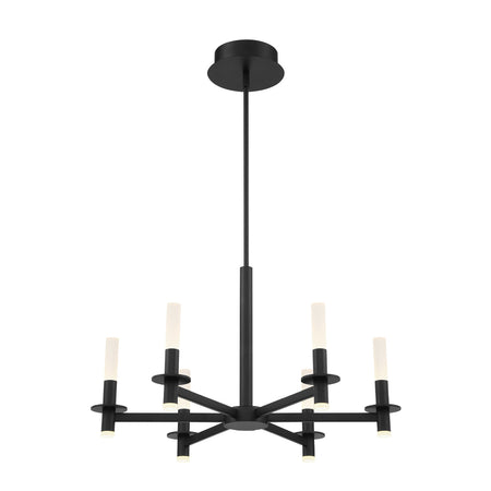 Eurofase Torna 28" 6-Light LED Chandelier, Matte Black with White Acrylic, front view