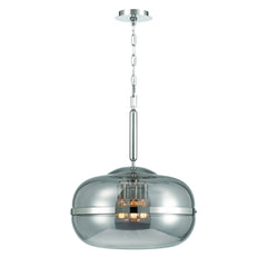 Eurofase Nottingham 24" 3-Light Pendant, Polished Nickel with Smoked Glass, front view