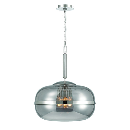 Eurofase Nottingham 24" 3-Light Pendant, Polished Nickel with Smoked Glass, front view