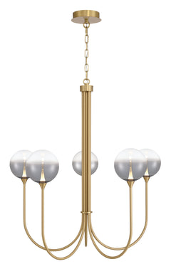 Eurofase Iissa 34" 5-Light LED Chandelier, Gold with Smoked Glass, front view