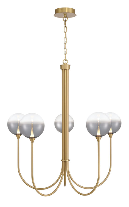 Eurofase Iissa 34" 5-Light LED Chandelier, Gold with Smoked Glass, front view