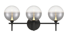 Eurofase Iissa 3-Light LED Vanity, Matte Black with Smoked Glass, front view