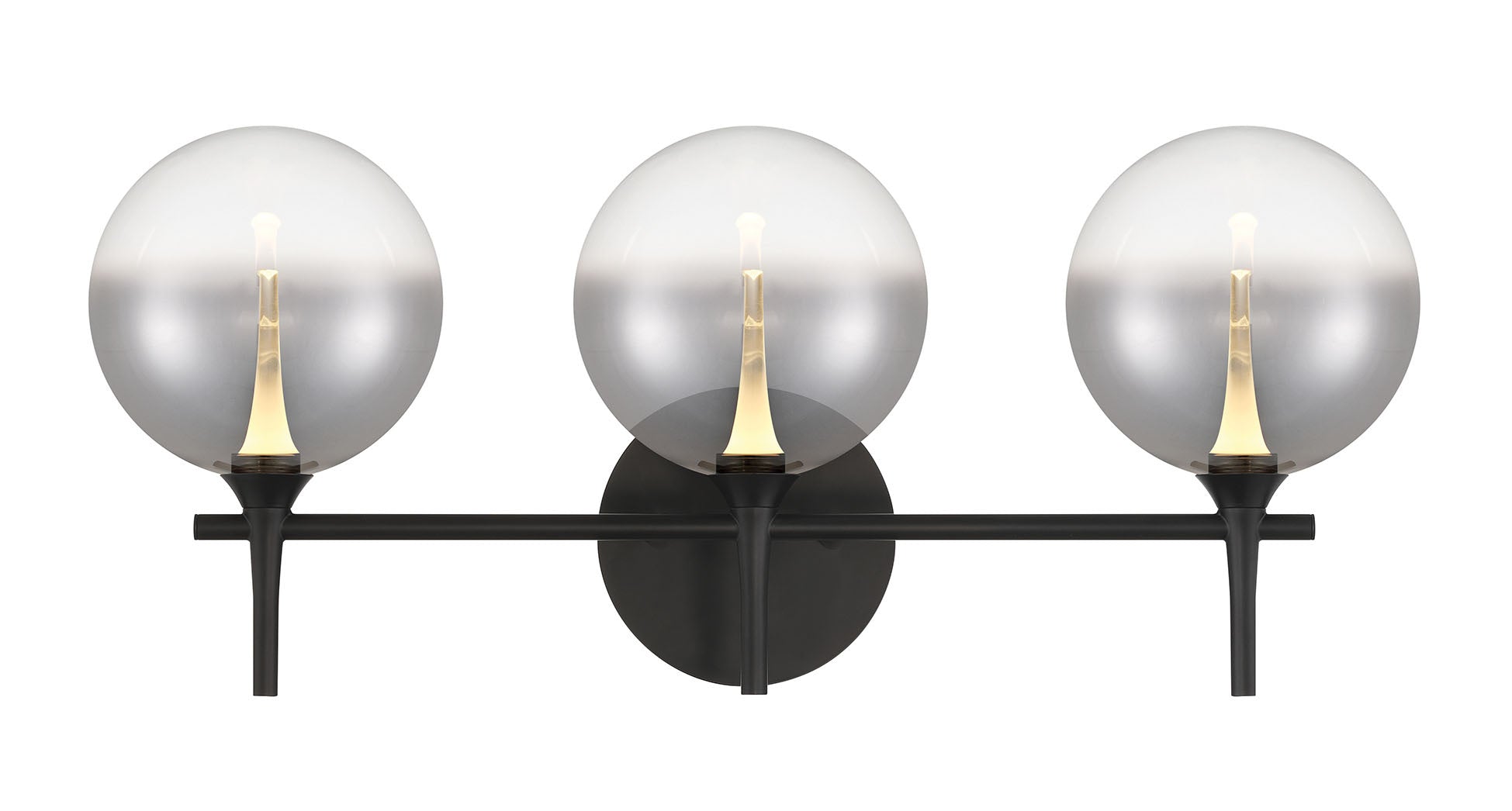 Eurofase Iissa 3-Light LED Vanity, Matte Black with Smoked Glass, front view