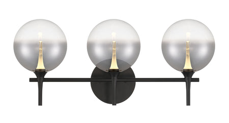 Eurofase Iissa 3-Light LED Vanity, Matte Black with Smoked Glass, front view
