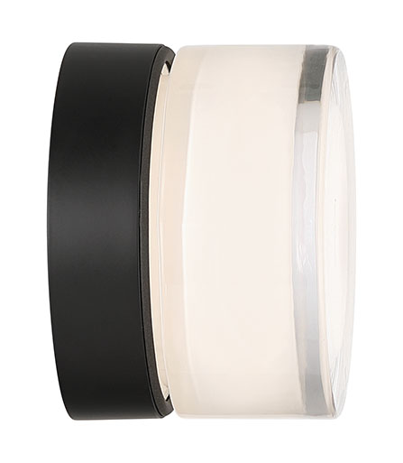 Eurofase Sternn 5" LED Outdoor Wall Light, Matte Black with Clear Smooth Glass, front view
