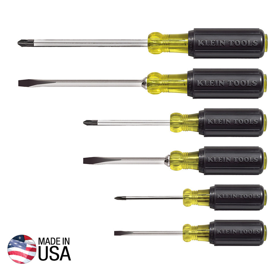 Klein Tools 85074 Screwdriver Set, Cushion Grip, 6-Piece - detail view