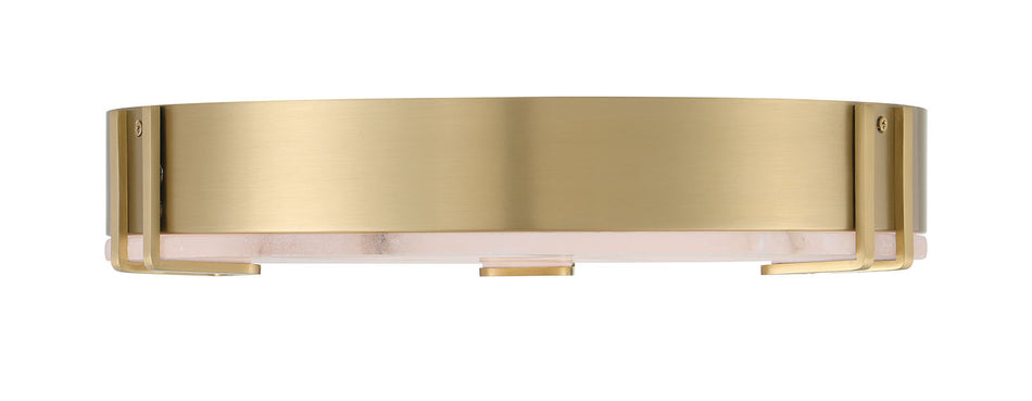 Eurofase Noga 16" LED Flush Mount, Gold with Alabaster, front view