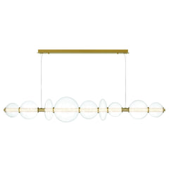 Eurofase Atomo 74" 9-Light Chandelier, Gold with Clear Glass, front view