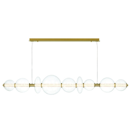 Eurofase Atomo 74" 9-Light Chandelier, Gold with Clear Glass, front view