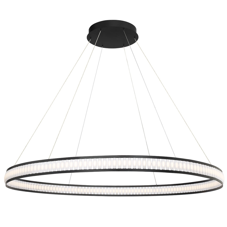 Eurofase Forster 60" LED Chandelier, Matte Black, front view