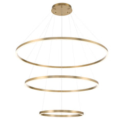 Eurofase Spunto 61" 3-Light LED Chandelier, Brushed Gold with White Glass, front view