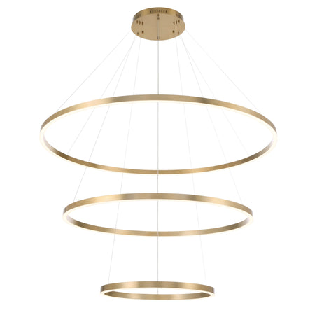 Eurofase Spunto 61" 3-Light LED Chandelier, Brushed Gold with White Glass, front view