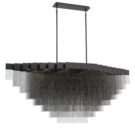 Eurofase Bloomfield 73" 28-Light LED Chandelier, Matte Black with Black Aluminum, front view