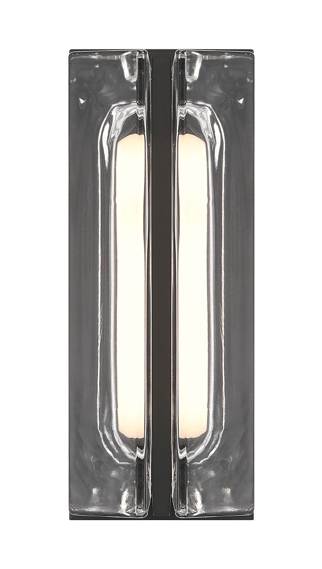 Eurofase Langferd 12" LED Outdoor Wall Light, Matte Black with Clear Glass, front view