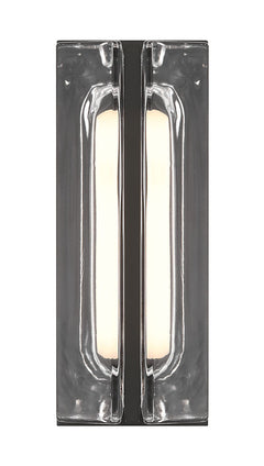 Eurofase Langferd 12" LED Outdoor Wall Light, Matte Black with Clear Glass, front view