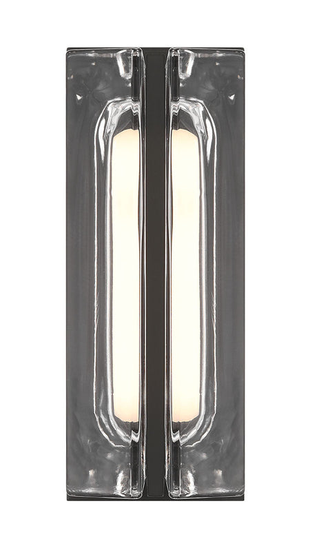 Eurofase Langferd 12" LED Outdoor Wall Light, Matte Black with Clear Glass, front view