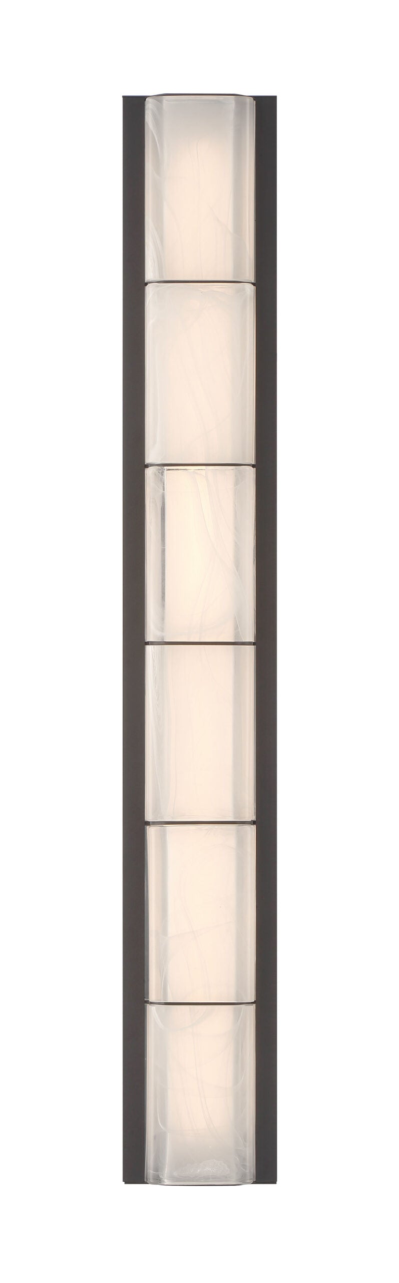 Eurofase Gibraltar 37" LED Outdoor Wall Light, Sand Bronze with White Strie Glass, front view
