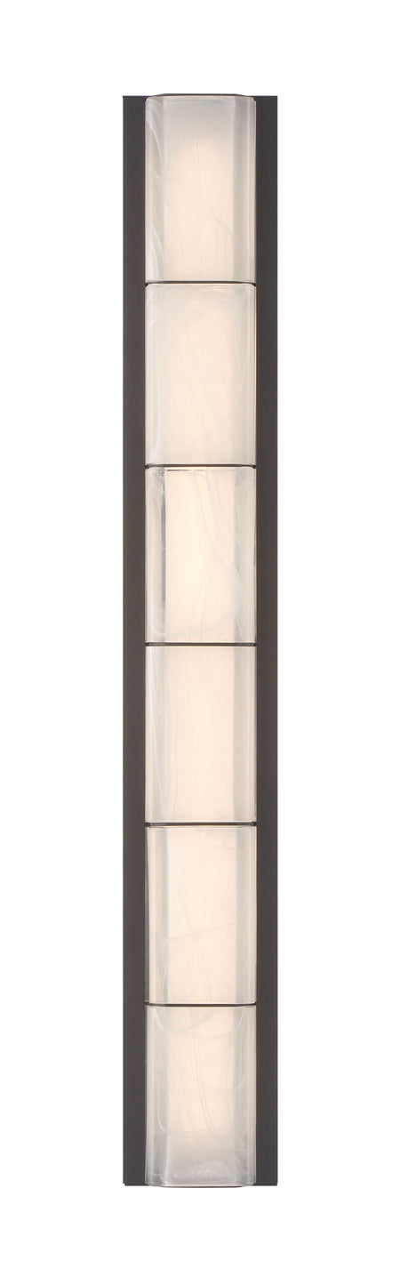 Eurofase Gibraltar 37" LED Outdoor Wall Light, Sand Bronze with White Strie Glass, front view