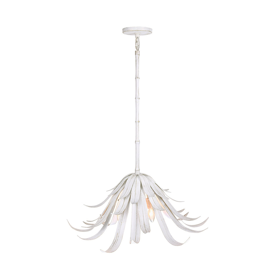 Eurofase Kagra 24" 3-Light Chandelier, Distressed White, front view