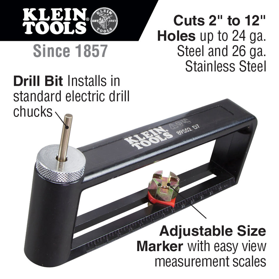 Klein Tools 89552 Hole Cutter for Duct and Sheet Metal, 2 to 12-Inch - feature detail