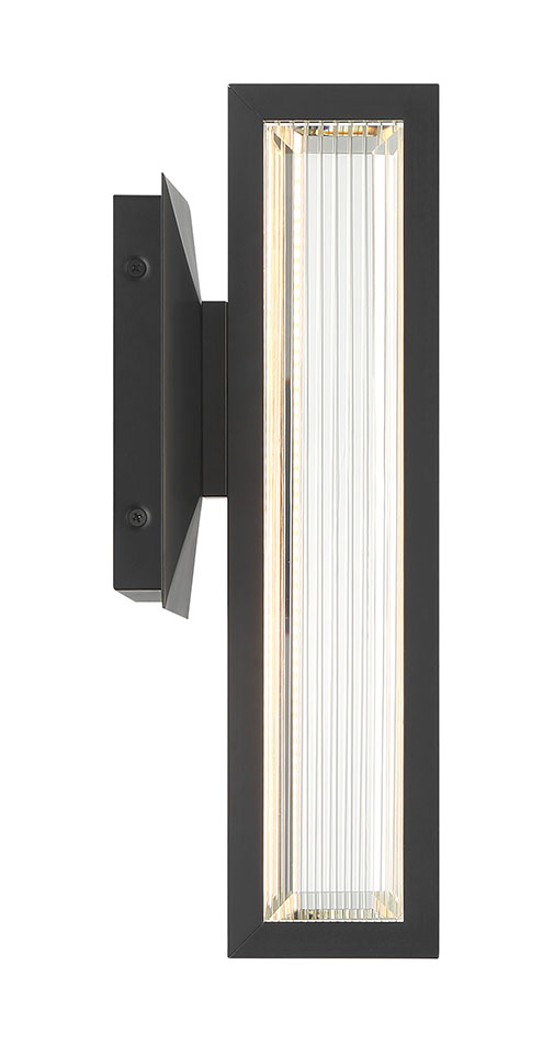 Eurofase Aelin 14" LED Outdoor Wall Light, Matte Black with Clear Crystal, front view