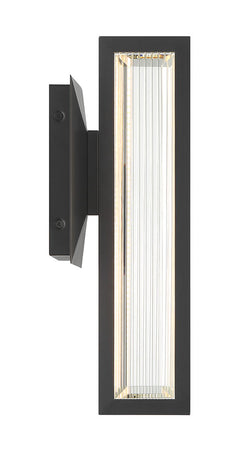 Eurofase Aelin 14" LED Outdoor Wall Light, Matte Black with Clear Crystal, front view