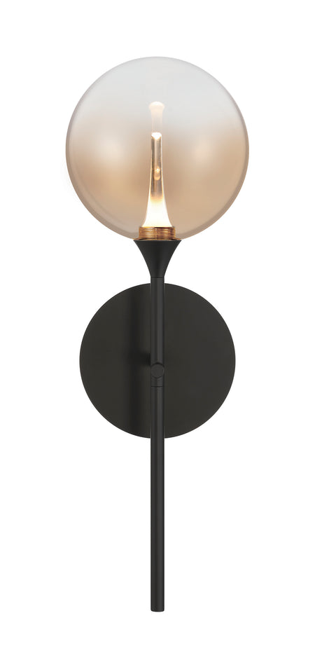 Eurofase Iissa 19" LED Wall Sconce, Matte Black with Amber Glass, front view