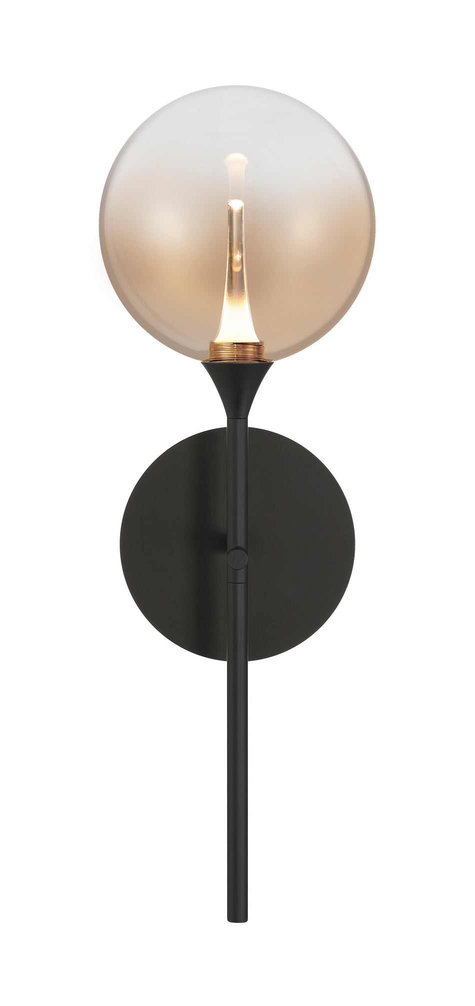 Eurofase Iissa 19" LED Wall Sconce, Matte Black with Amber Glass, front view