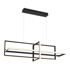Eurofase Bordo 56" 3-Light LED Chandelier, Matte Black with White Acrylic, front view