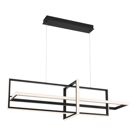 Eurofase Bordo 56" 3-Light LED Chandelier, Matte Black with White Acrylic, front view