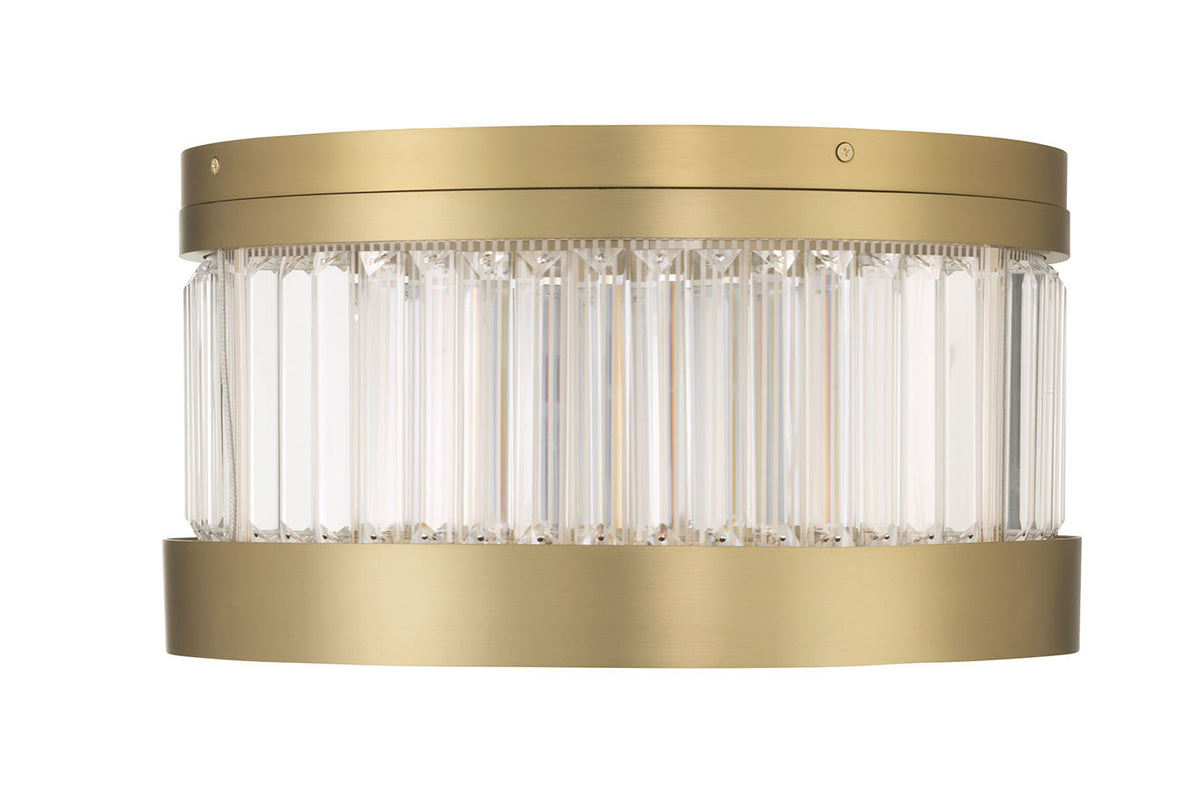 Eurofase Empra 16" LED Flush Mount, Gold with Clear Crystal, front view