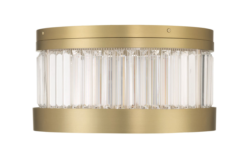 Eurofase Empra 16" LED Flush Mount, Gold with Clear Crystal, front view