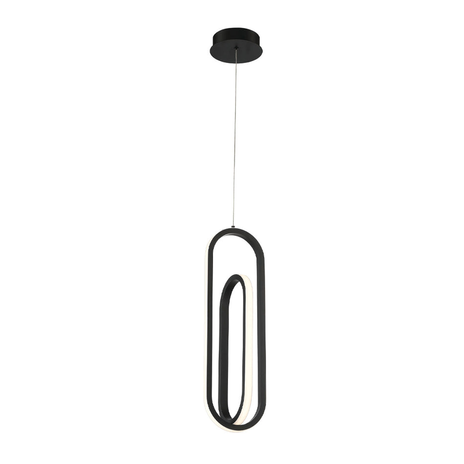 Eurofase Demark 22" LED Pendant, Matte Black, front view