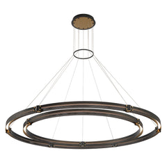 Eurofase Admiral 62" 2-Light LED Chandelier, Gold-Black Mix, front view