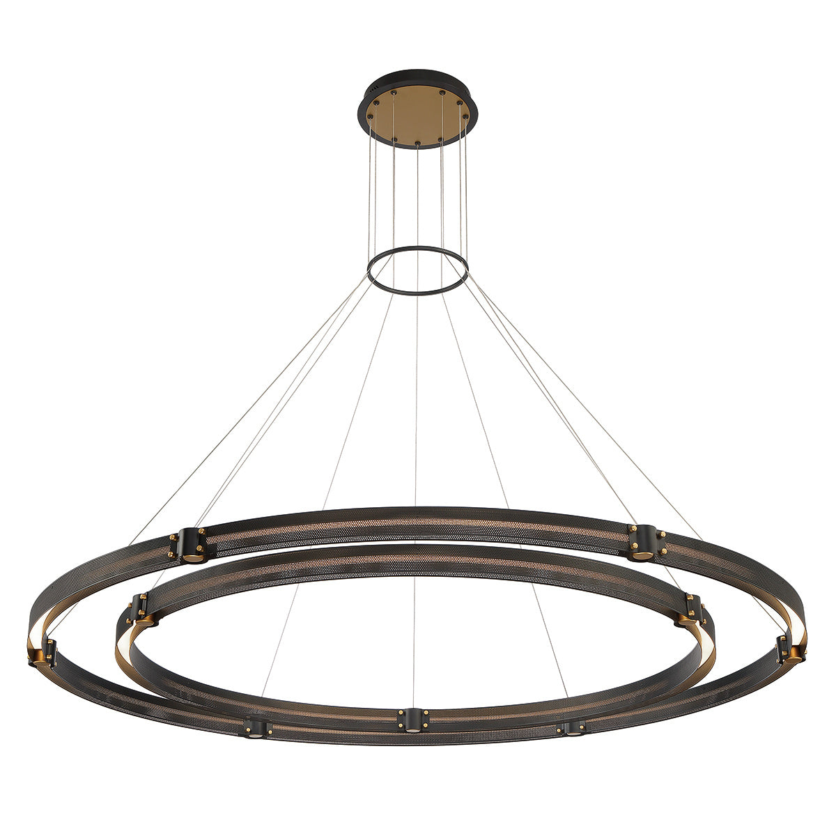 Eurofase Admiral 62" 2-Light LED Chandelier, Gold-Black Mix, front view