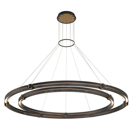 Eurofase Admiral 62" 2-Light LED Chandelier, Gold-Black Mix, front view