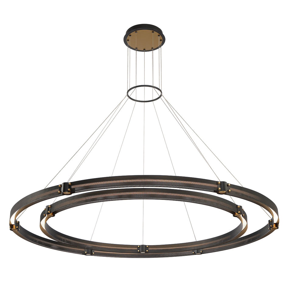 Eurofase Admiral 62" 2-Light LED Chandelier, Gold-Black Mix, front view