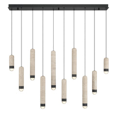 Eurofase Cambre 50" 10-Light LED Chandelier, Matte Black with Travertine, front view