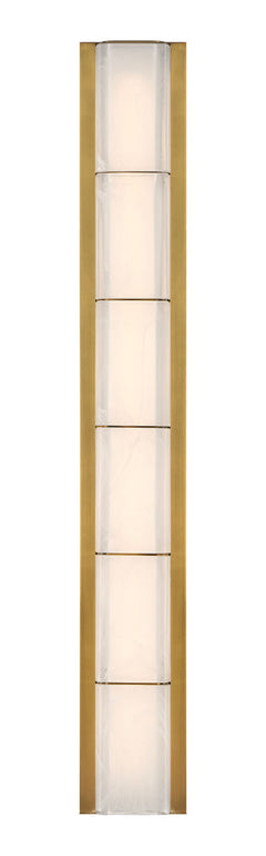 Eurofase Gibraltar 37" LED Vanity, Antique Brass with White Strie Glass, front view