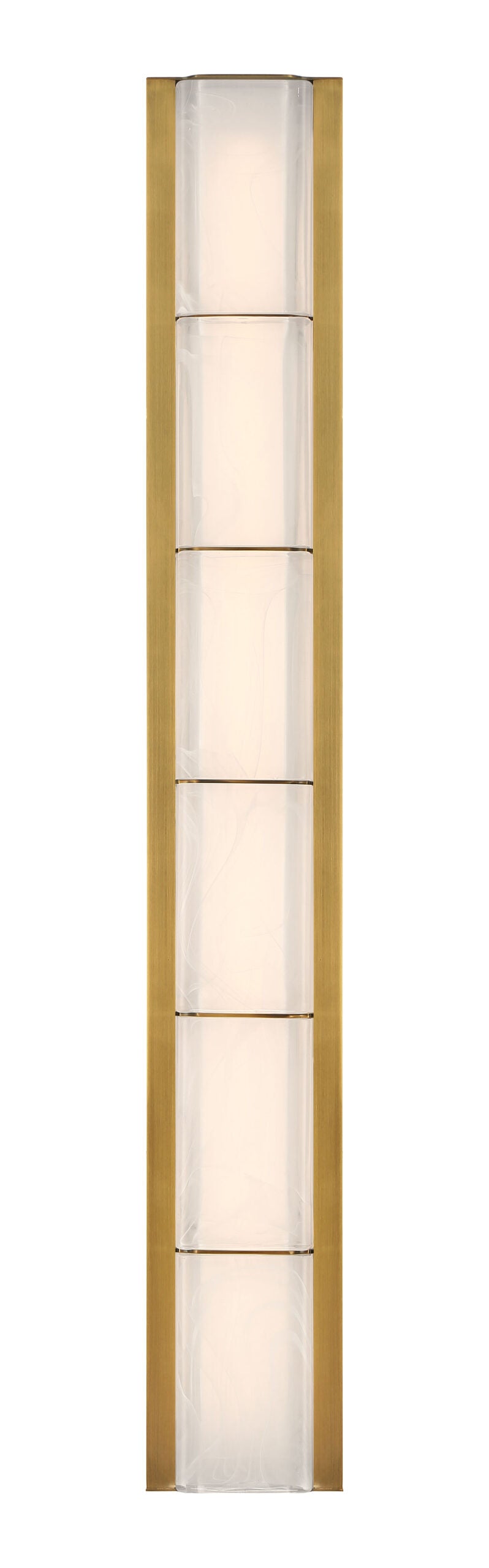 Eurofase Gibraltar 37" LED Vanity, Antique Brass with White Strie Glass, front view