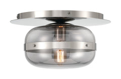 Eurofase Nottingham 10" Flush Mount, Polished Nickel with Smoked Glass, front view
