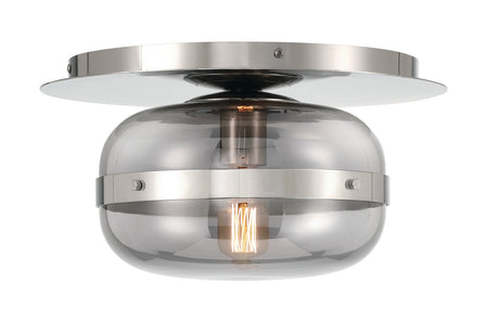 Eurofase Nottingham 10" Flush Mount, Polished Nickel with Smoked Glass, front view