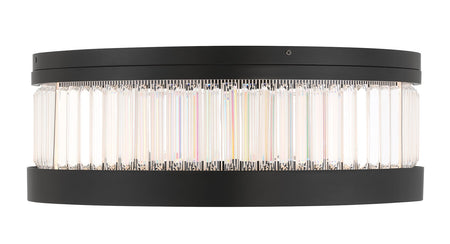 Eurofase Empra 24" LED Flush Mount, Matte Black with Clear Crystal, front view
