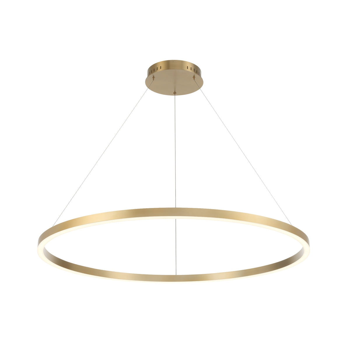 Eurofase Spunto 47" LED Chandelier, Brushed Gold with White Glass, front view