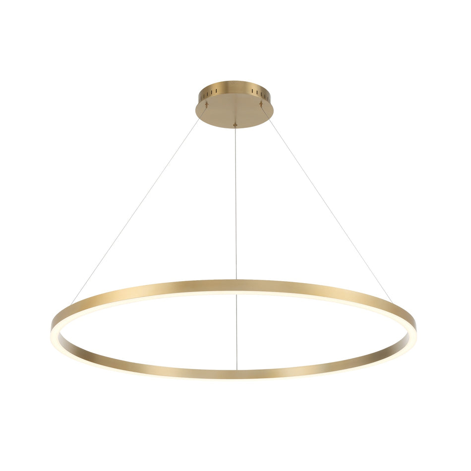 Eurofase Spunto 47" LED Chandelier, Brushed Gold with White Glass, front view