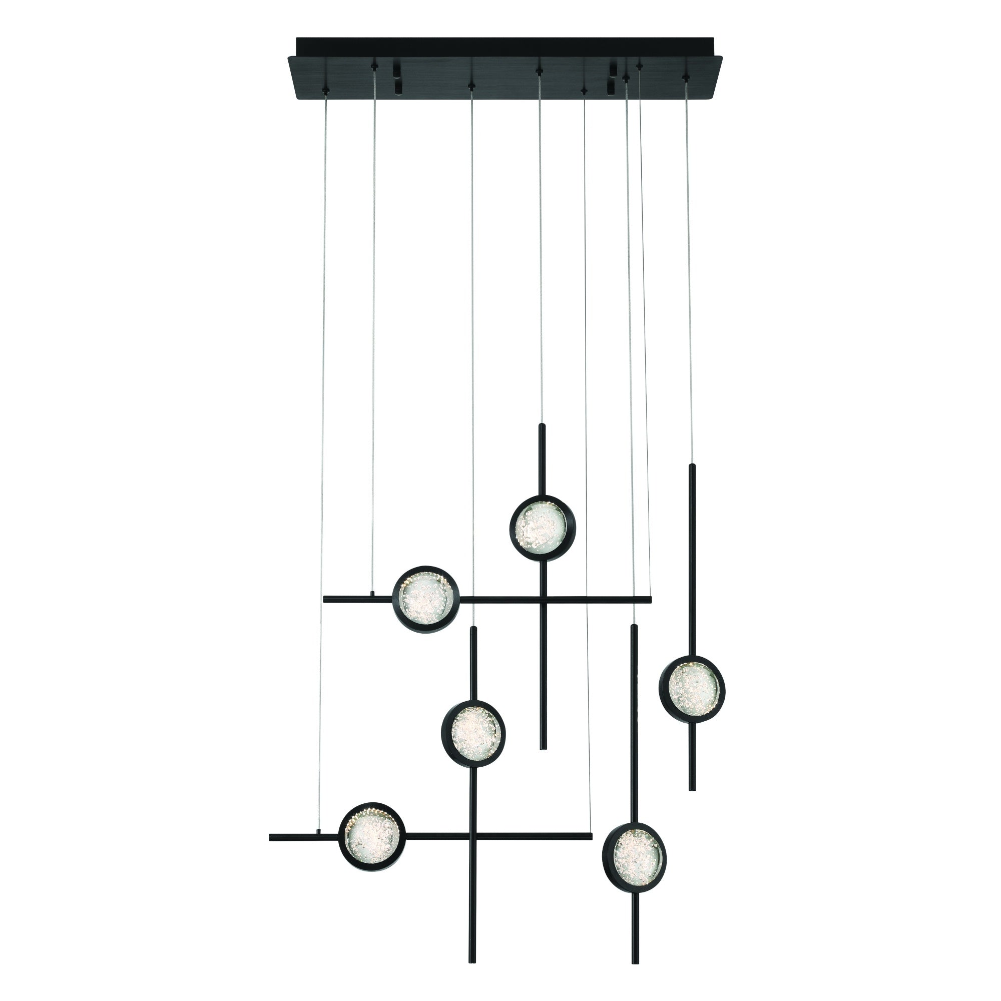 Eurofase Barletta 32" 6-Light LED Chandelier, Anodized Black, front view