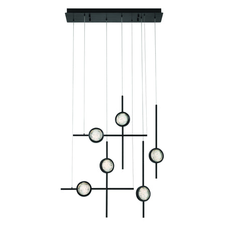 Eurofase Barletta 32" 6-Light LED Chandelier, Anodized Black, front view