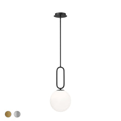 Eurofase Prospect 10" Pendant, Matte Black with White Glass, front view