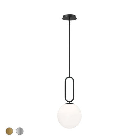 Eurofase Prospect 10" Pendant, Matte Black with White Glass, front view