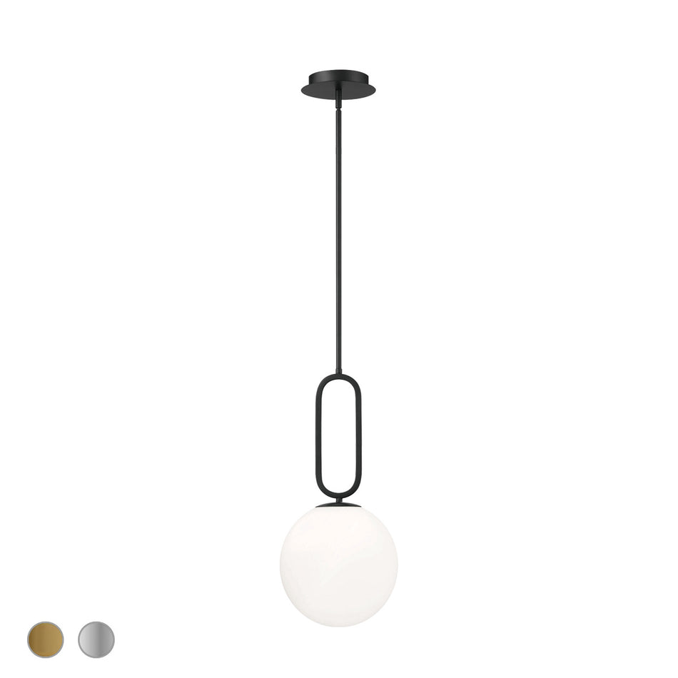 Eurofase Prospect 10" Pendant, Matte Black with White Glass, front view